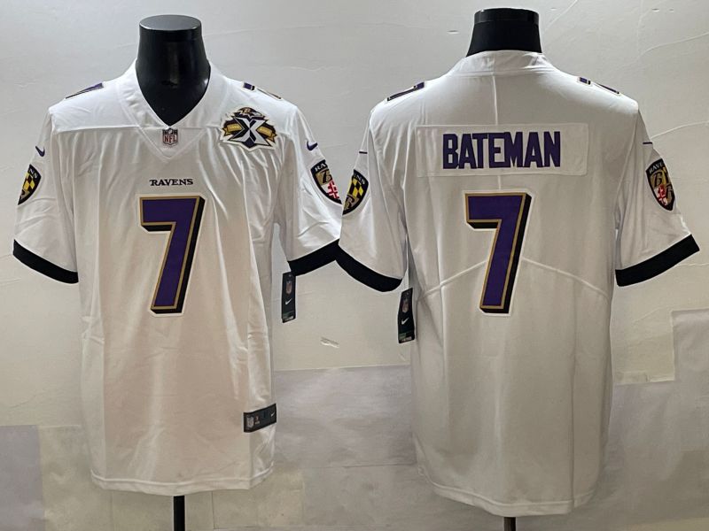 Men 2025 Baltimore Ravens #7 Bateman White Second generations Nike Limited NFL Jersey style 3->baltimore ravens->NFL Jersey